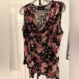 Black Label Black Cowl Neck Camisole with Pink Floral Print